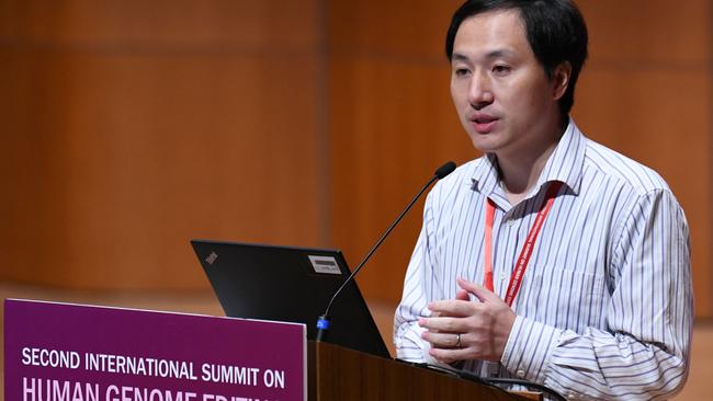 Dr He speaks at the Second International Summit on Human Genome Editing in Hong Kong on November 28, 2018. Picture: Anthony Wallace/AFP