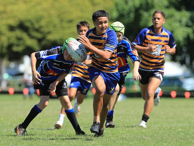 SURFERS PARADISE RUGBY, GOLD COAST , AUSTRALIA - April 10, 2021: Far North Coast U13s v USQ Saints U13s - Day Two of King of the Country rugby tournament.Played at Surfers Paradise Eagles Rugby Ground at Southport. Picture: Scott Powick Newscorp