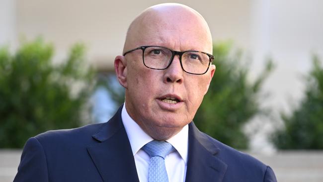 CANBERRA, AUSTRALIA  - NewsWire Photos - February 3, 2025: Leader of the Opposition Peter Dutton during the last post ceremony at the Australian War Memorial in Canberra. Picture: NewsWire / Martin Ollman