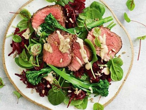 Seared beef and beetroot salad.