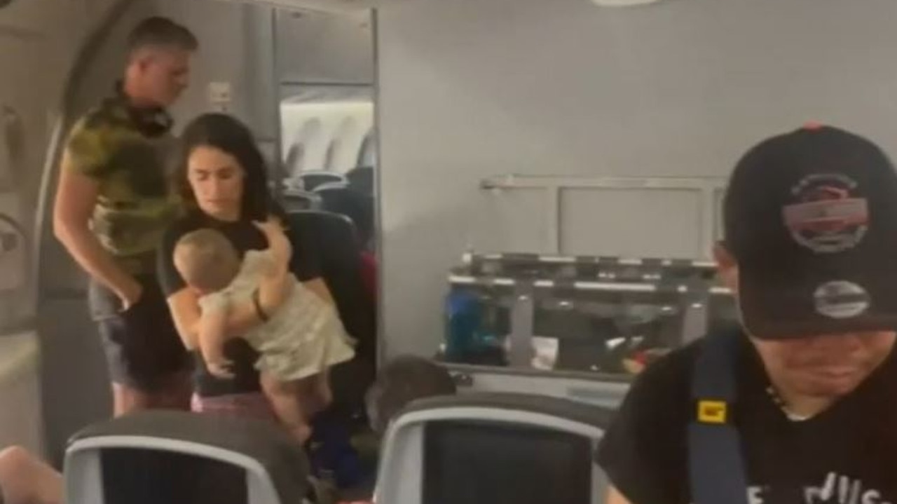 Babies were onboard the flight. Picture: Nine News