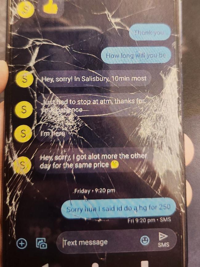 Some of the text messages between Marrone and his customers. Photo: Courts SA