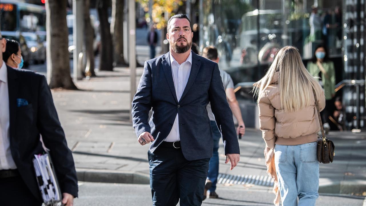 Eight members of Mr Russell’s family supported him at court on Monday. Picture: NCA NewsWire / James Gourley