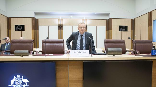 RBA Governor Philip Lowe appearing before at Senate Estimates hearing in Parliament House, Canberra on Monday. Picture: NCA NewsWire / Gary Ramage