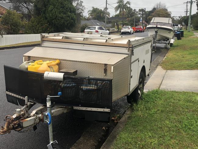 A camping trailer and a boat parked in Government Rd, Beacon Hill, on Tuesday. Picture: Jim O’Rourke