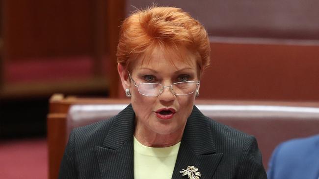 Senator Pauline Hanson in Parliament House in Canberra. Picture Gary Ramage