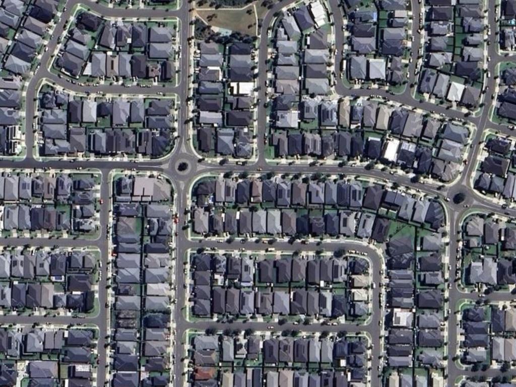 An aerial view of a recently developed suburb in western Sydney. Picture: Google Earth