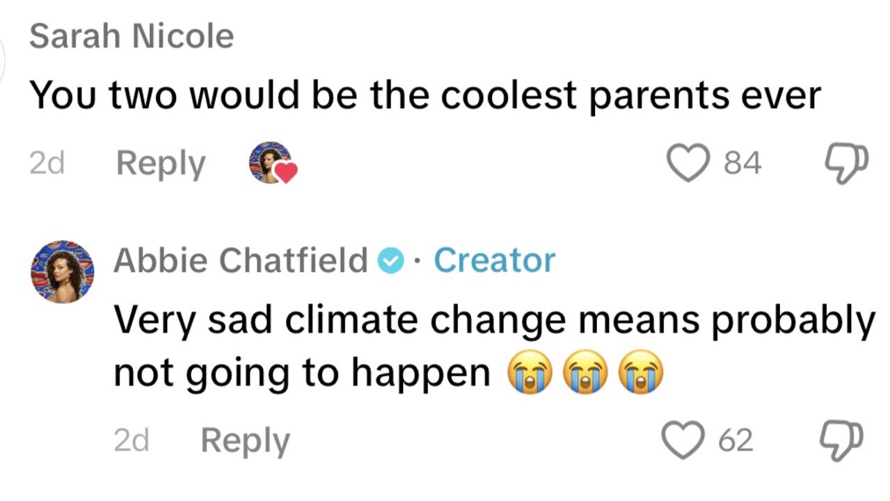 Abbie Chatfield reveals she is reconsidering having children over climate change concerns. Picture: TikTok