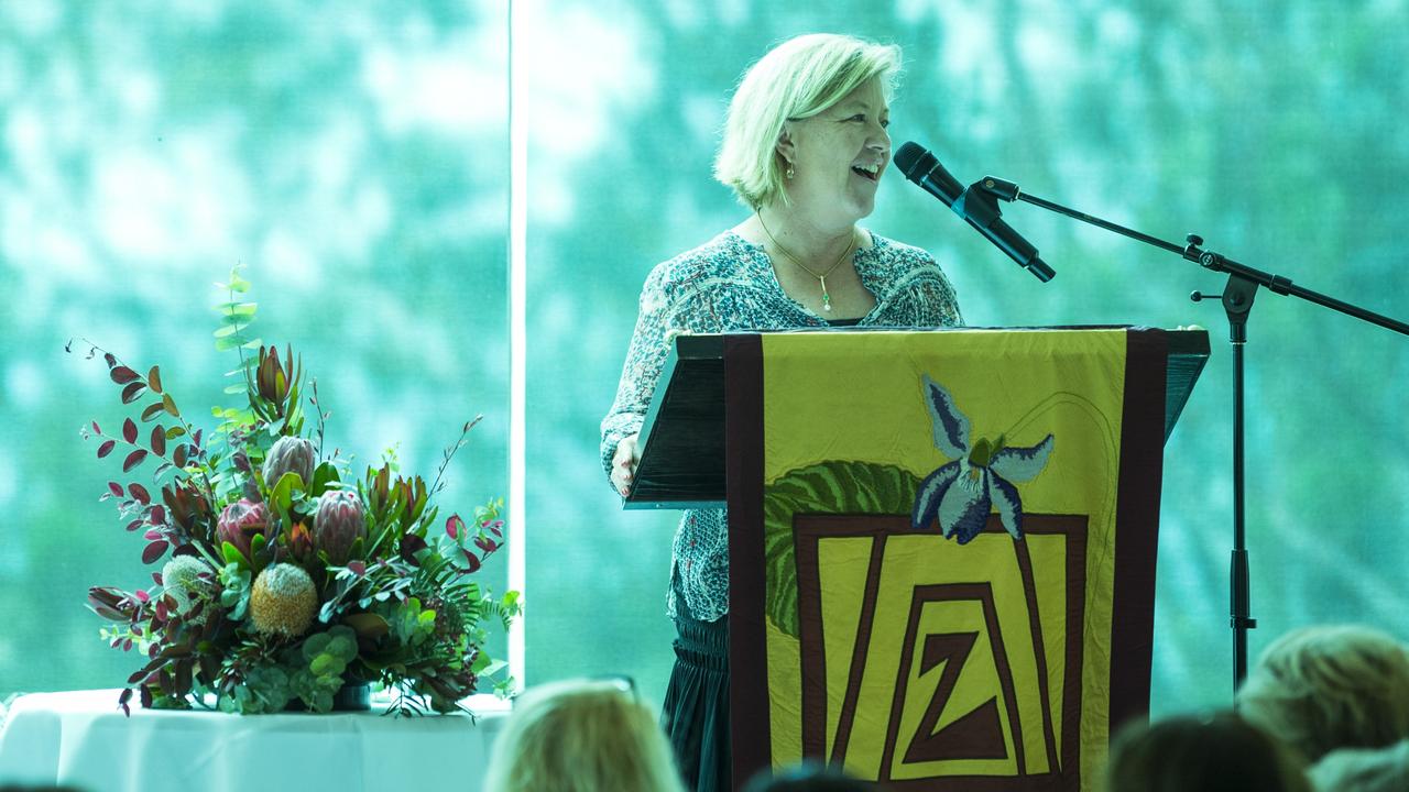 The Toowoomba Zonta Woman of the Year 2021 Emma Mactaggart of The Child Writes Fund speaking after the announcement at an International Women's Day lunch hosted by Zonta Club of Toowoomba at Picnic Point, Friday, March 5, 2021. Picture: Kevin Farmer