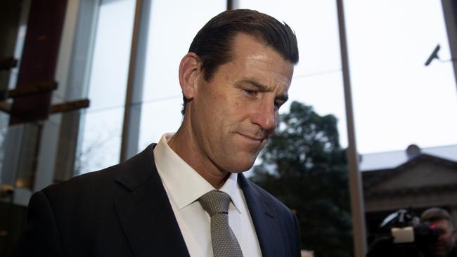 ‘I spent my life fighting for my country’ … Ben Roberts-Smith leaves the Federal Court in Sydney on Thursday. Picture: Nikki Short