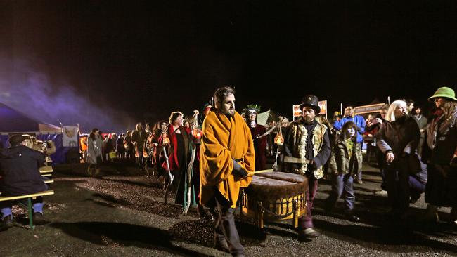 2016 Huon Valley Mid-Winter Festival. the procession makes it way through the crowd. Picture: SAM ROSEWARNE
