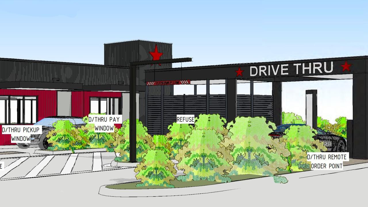 PROPOSED: A developer has proposed changes to a fast-food precinct on Anzac Avenue in Harristown, removing two tenancies and changing a third to a drive-through cafe.