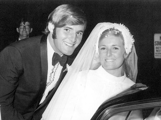 JC told a friend that she suspected Dawson, pictured with Lynette on their wedding day, had killed his first wife.