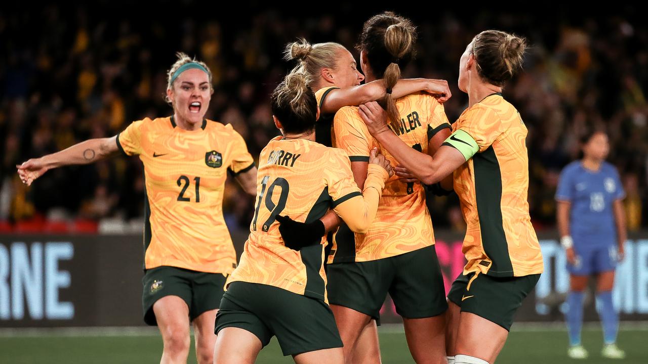 The Matildas believe the confidence gained from the win over France is more important than any win probability scale. Picture: Andrew Wiseman/DeFodi Images via Getty Images