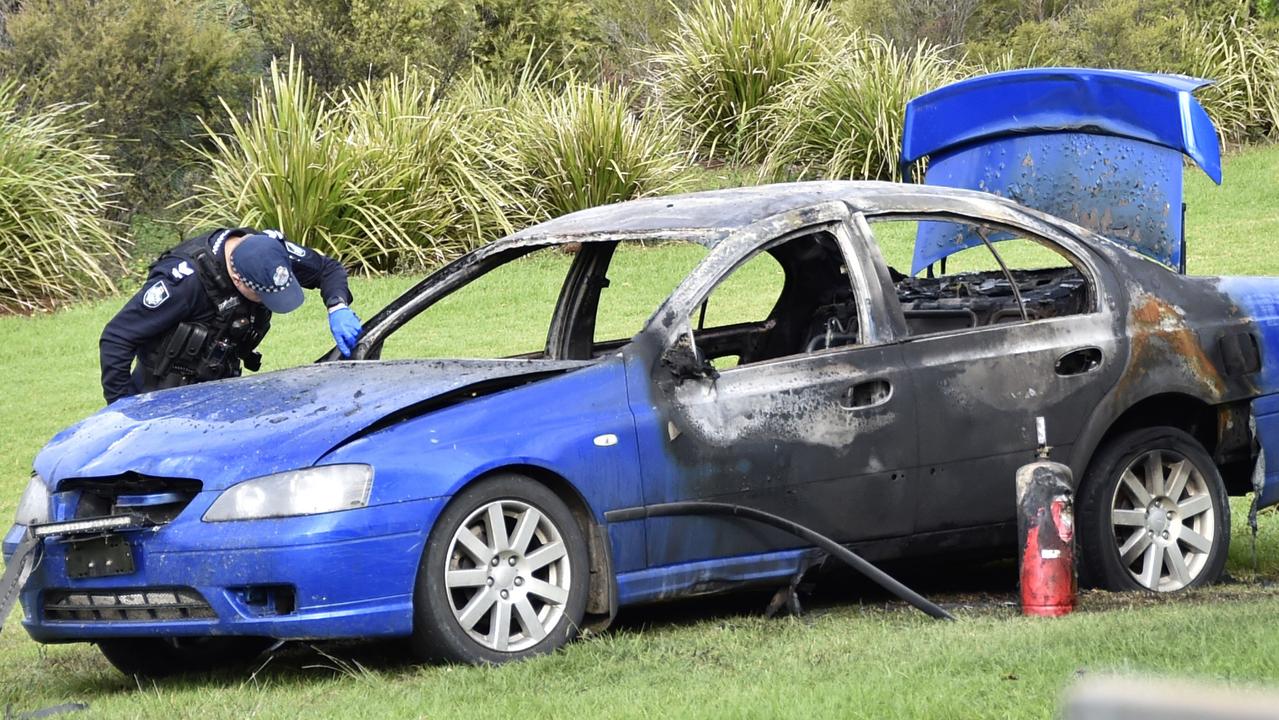 A car linked to the attempted robbery was later found burnt out in Centenary Heights.