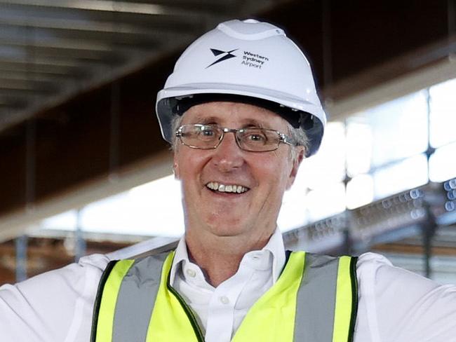 DAILY TELEGRAPH FEBRUARY 16, 2023. EMBARGOED FOR THE DAILY TELEGRAPH WESTERN SYDNEY SPECIAL FEATURE, PLEASE CONTACT PIC EDITOR ROHAN KELLY BEFORE PUBLISHING Western Sydney Airport CEO Simon Hickey at the terminal which is starting to take shape. Picture: Jonathan Ng