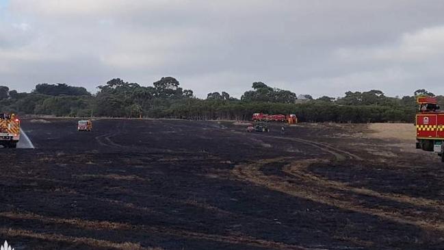 A grassfire in Ventnor which burned for more than two hours.