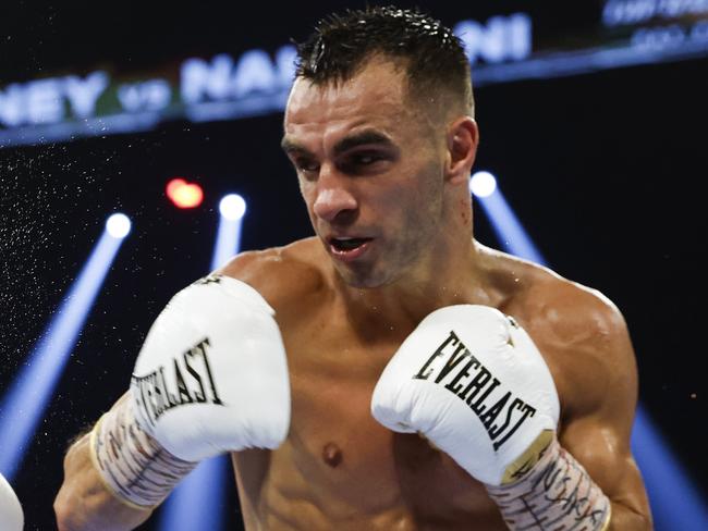 LAS VEGAS, NEVADA - MAY 20: Andrew Moloney of Australia exchanges punches with Junto Nakatani of Japan during their junior bantamweight bout at MGM Grand Garden Arena on May 20, 2023 in Las Vegas, Nevada. (Photo by Sarah Stier/Getty Images)