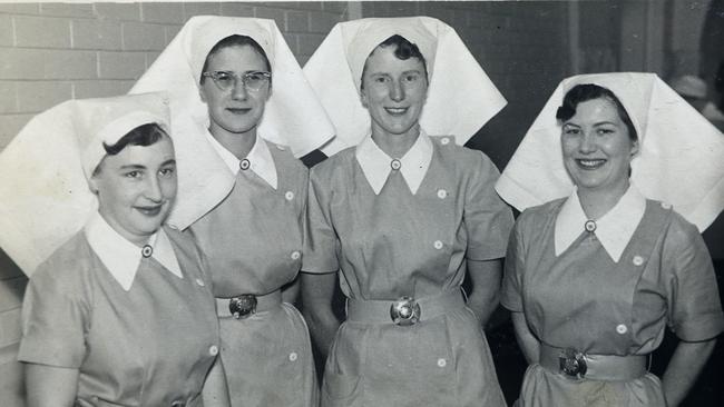 Sister Anthea Groves (second from right) pictured in 1960 graduating from nursing. Picture: Sam Ruttyn