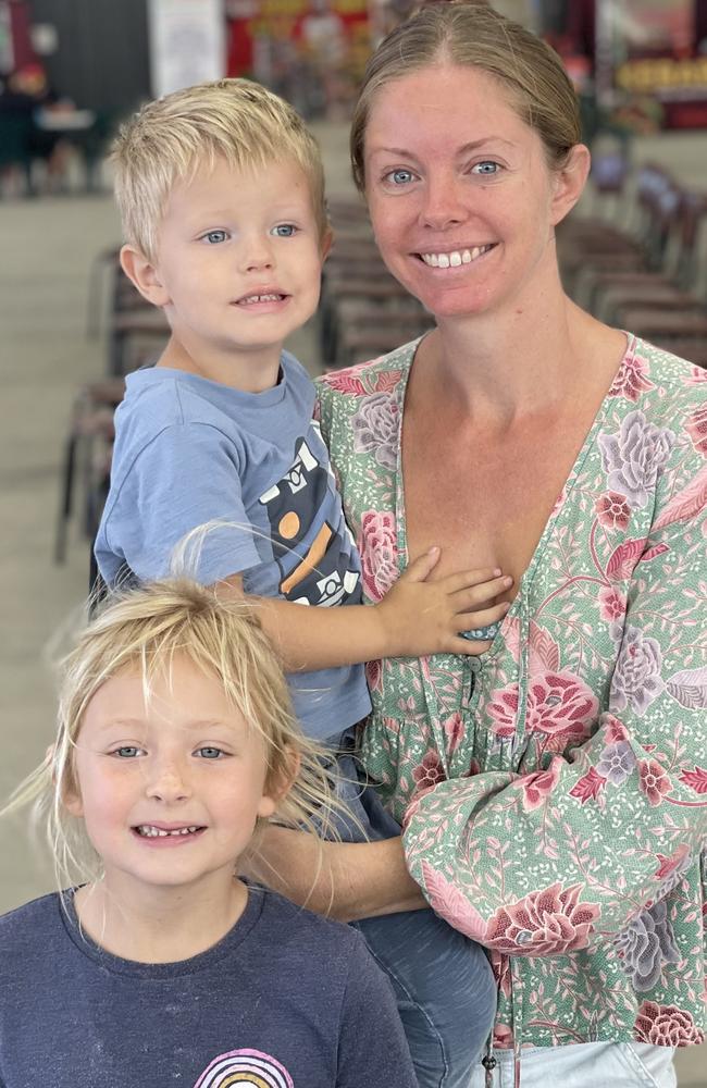 Charlie, Angus and Kate Maguire from Walkerston. Mackay Show June 15 2022. Picture: Max O'Driscoll.