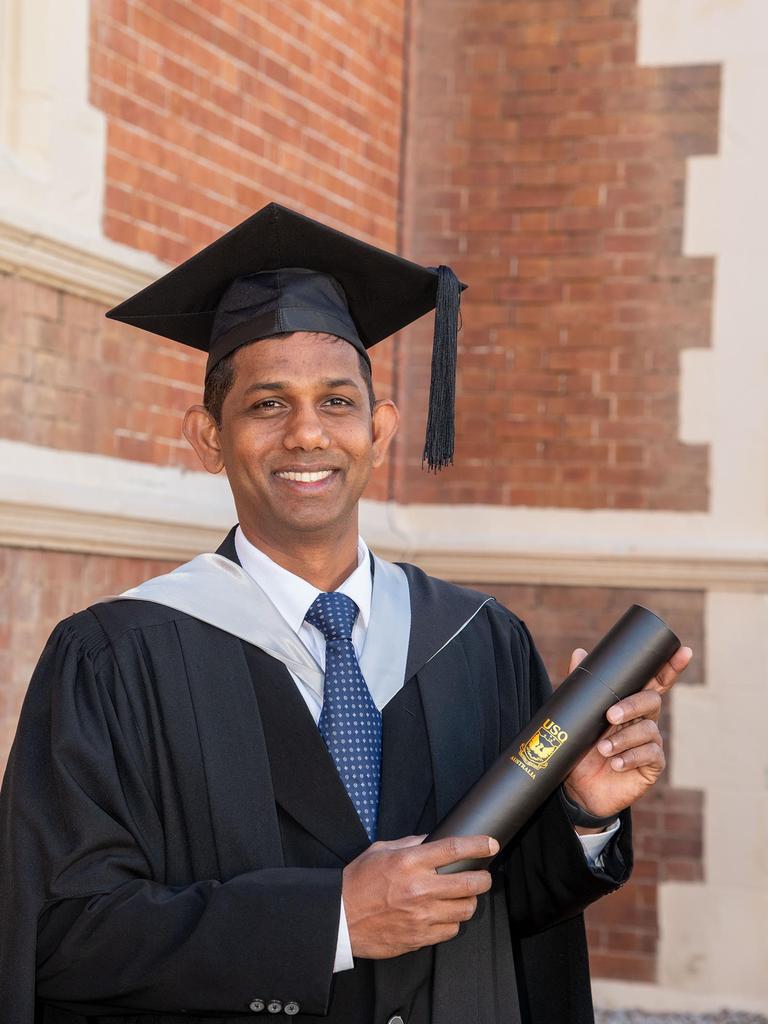 Thilak Krathnayake, Graduate Master in Business Administration. UniSQ graduation ceremony at Empire Theatre, Tuesday June 27, 2023.