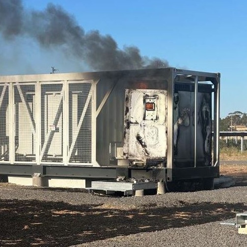 A solar farm fire near Raywood in central Victoria. Picture: Supplied