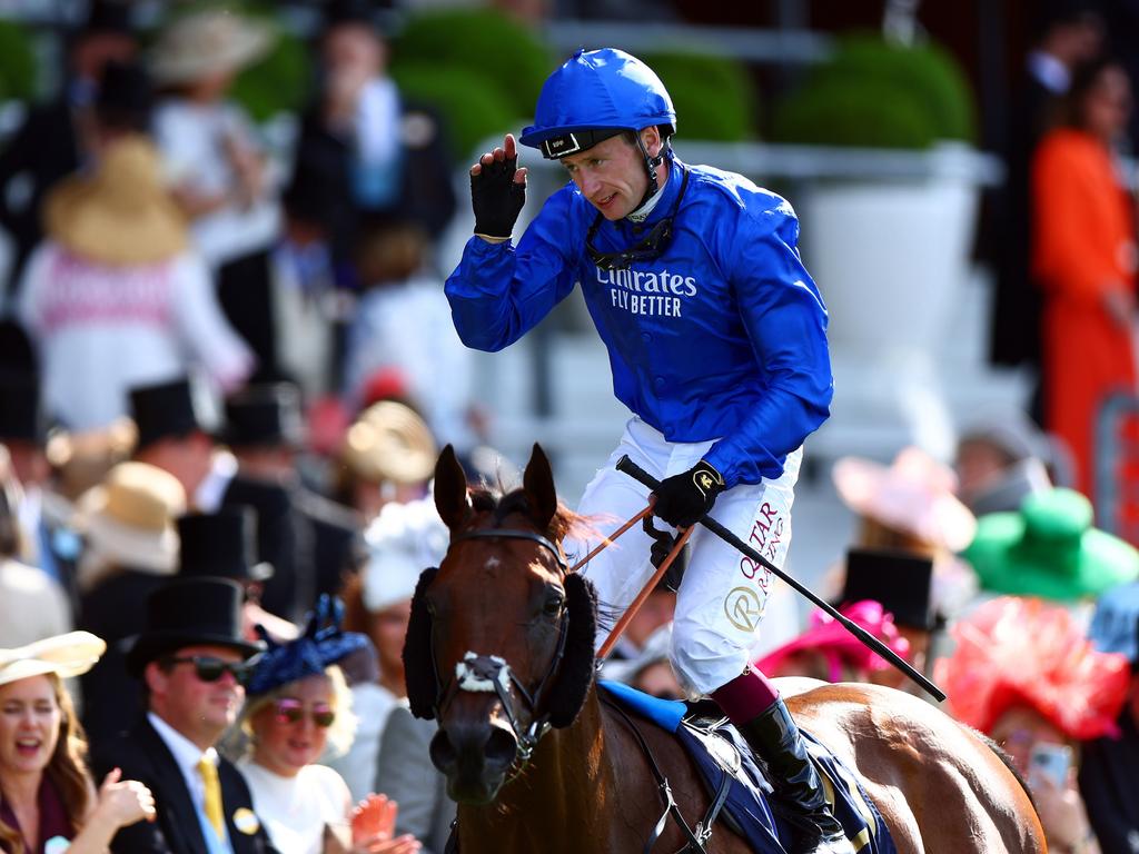 Oisin Murphy riding Wild Tiger to victory, after winning with Australian horse Asfoora. Picture: Getty Images