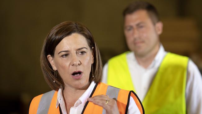 Brisbane, AUSTRALIA - NewsWire Photos October 19, 2020: Queensland LNP opposition leader Deb Frecklington visits recycling company ERS Queensland. An LNP Government with open a solar panel recycling facility in Queensland and work with councils to build new roads from recycled plastic. : NCA NewsWire / Sarah Marshall