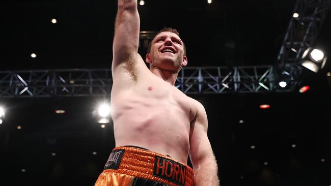 BRISBANE, AUSTRALIA - DECEMBER 18: Jeff Horn celebrates winning against Michael Zerafa during the middleweight bout at Brisbane Convention &amp; Exhibition Centre on December 18, 2019 in Brisbane, Australia. (Photo by Chris Hyde/Getty Images) ***BestPix***