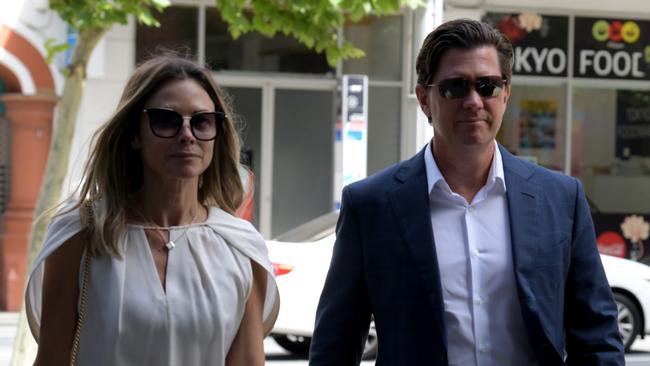 Bianca Rinehart and John Hancock arrive at WA’s Supreme Court on Monday. Picture: NCA NewsWire / Sharon Smith