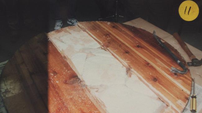 A decorated table top used by Phillip Andrew Bayly to import cocaine. Picture: File.