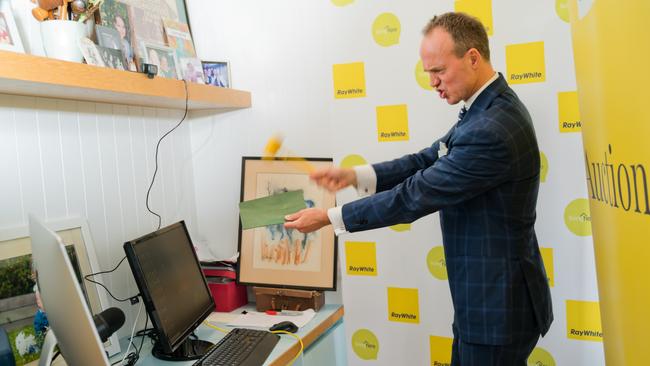 In Brisbane, Ray White New Farm principal and auctioneer Haesley Cush sold five properties at auction for more than $10m on Saturday. Picture: Ray White