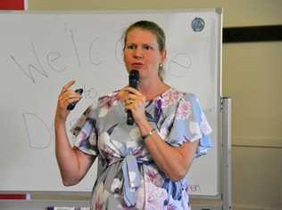 KNOWLEDGE: Terena Staib talks about overcoming barriers at the Burnett Inland's Women in Ag Day in Durong on March 3. Picture: Jessica McGrath