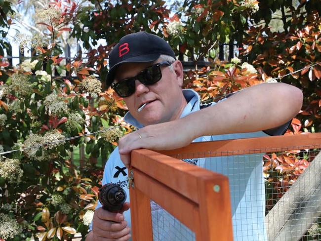 Scott Morrison at work on the chicken coop.