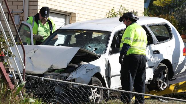 The scene at 96 Appleby Road, Stafford, following the crash. Picture: Annette Dew