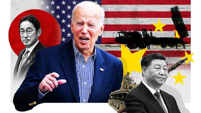 Striving for a delicate balance, from left, Japan prime minister Fumio Kishida, US president Joe Biden, and China president Xi Jinping. Picture montage: The Times