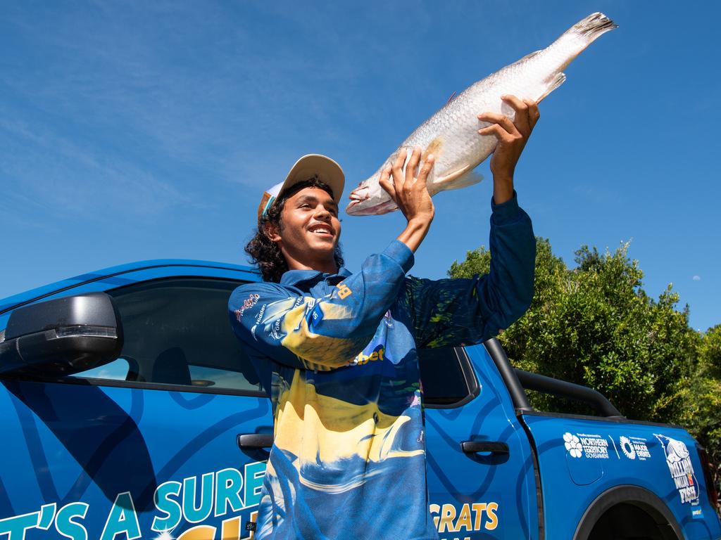 19-year-old Keegan Payne poses after reeling in the million dollar barra in the NT. Picture: Pema Tamang Pakhrin