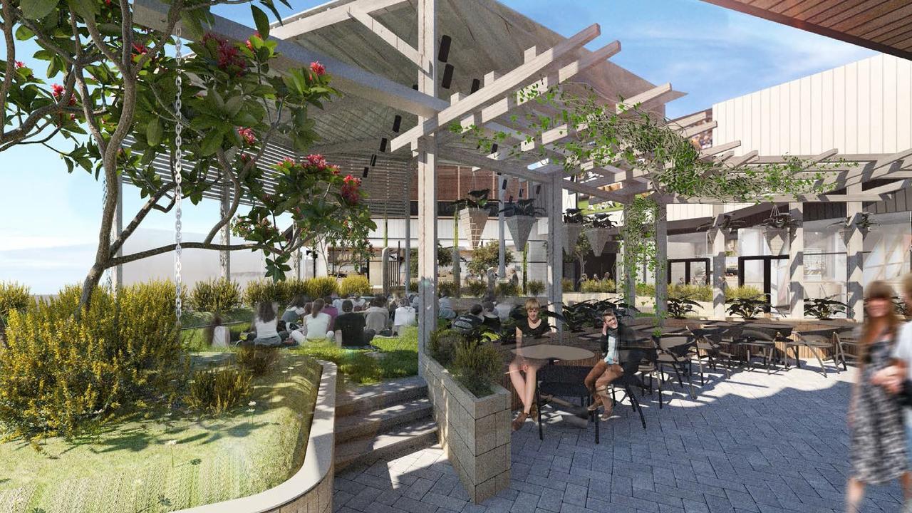 A render of the outdoor plaza.