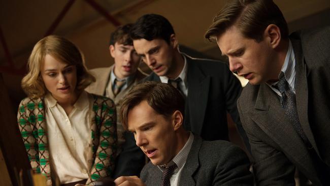 141205 WISH L-R: Keira Knightley, Matthew Beard, Matthew Goode, Benedict Cumberbatch and Allen Leech in a scene from film The Imitation Game pic : supplied Picture: Captioned As