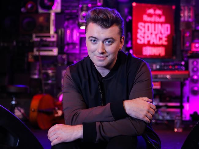 Singer Sam Smith before his performance at the Red Bull Sound Space at 97.1 AMP Radio in Los Angeles, California. Picture: Getty Images