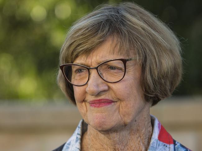 Margaret Court addresses the media. Picture: Ross Swanborough