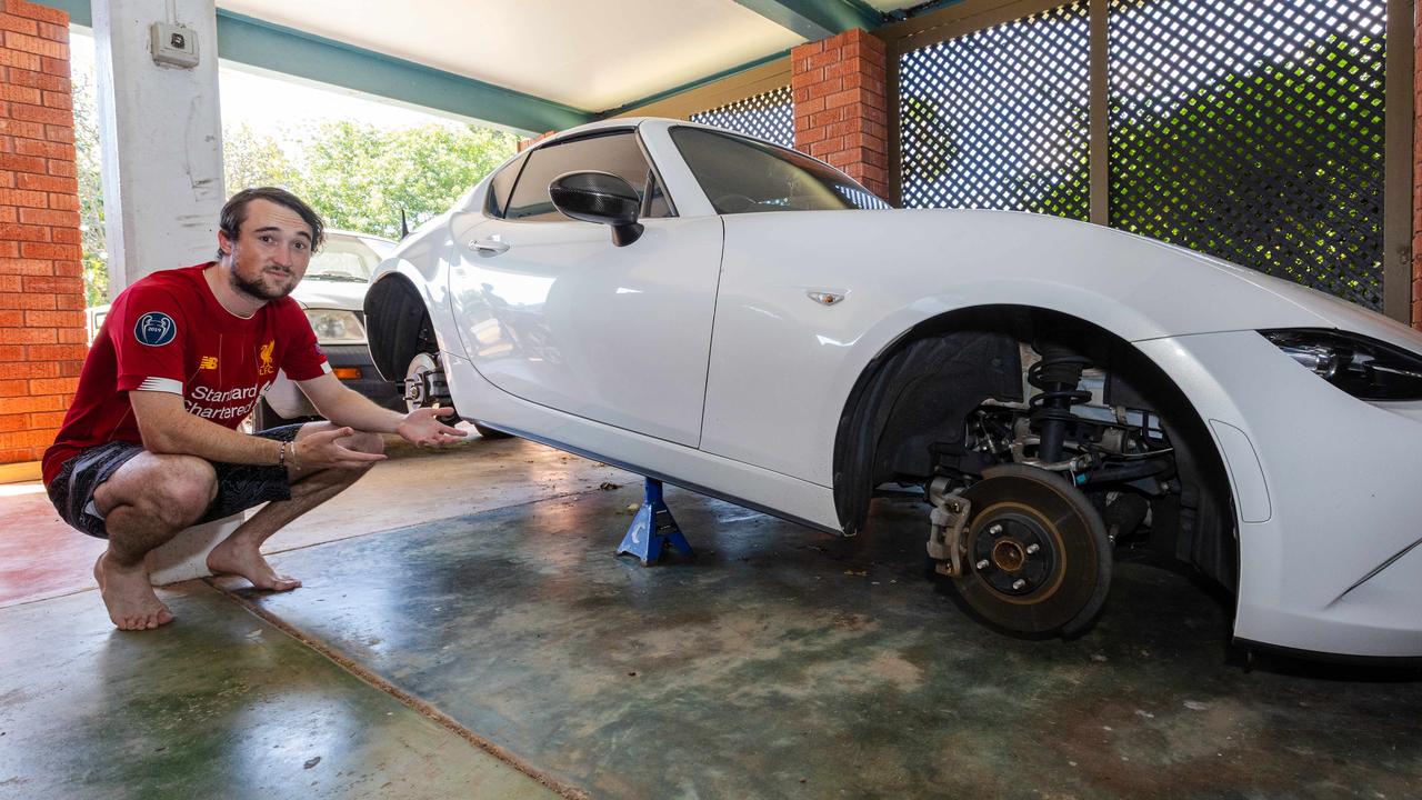 ‘LOL that’s wild’: Man’s car stripped of wheels in overnight raid
