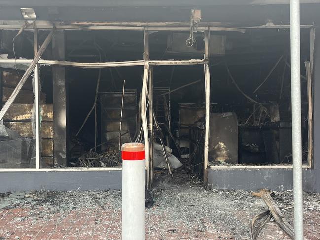 Hogan's Corner in Melbourne's west has been completely destroyed, and two other businesses badly damaged, by a suspicious fire as authorities investigate its cause.