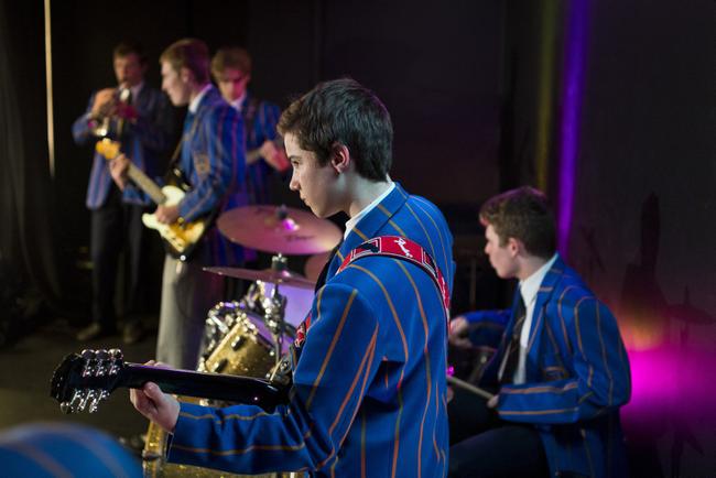 TGS Year 9 student Kurtis Goodger on guitar as the school prepares to host the Australian Music Examinations Board Rockschool contemporary music exams, Thursday, August 13, 2020. Picture: Kevin Farmer