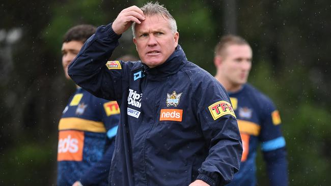 Former coach Garth Brennan looks on during the Gold Coast Titans training session. Picture: AAP.