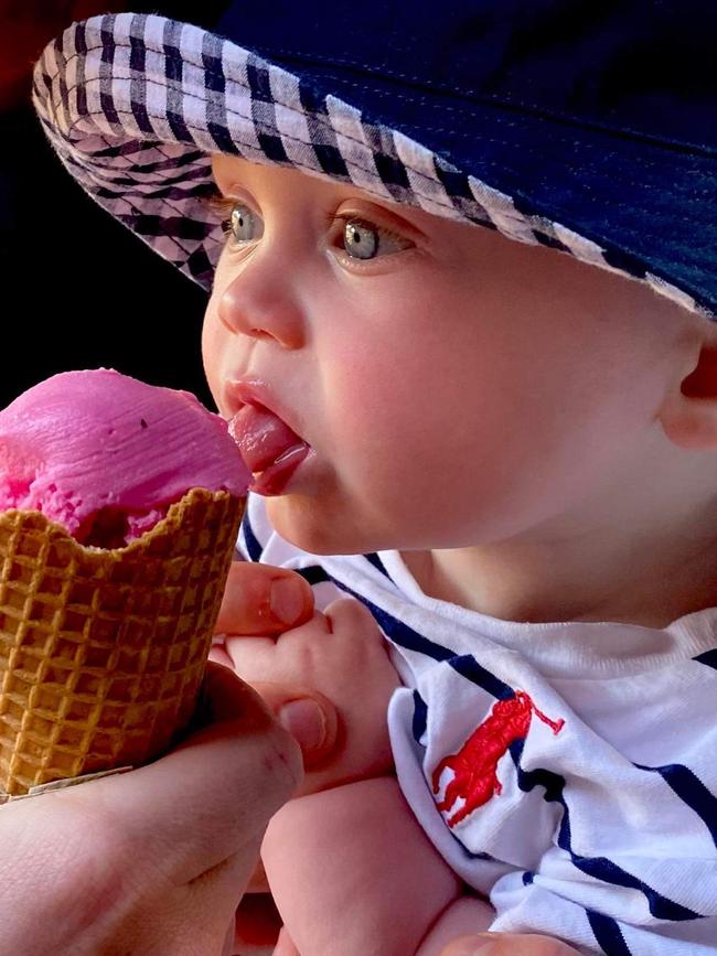 Archie’s first ice-cream. Picture: Angela Muir