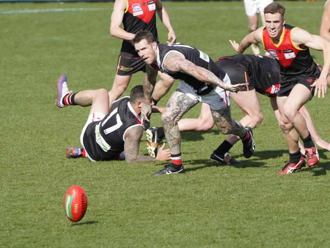 Dane Swan has eyes for the ball. Picture: Valeriu Campan