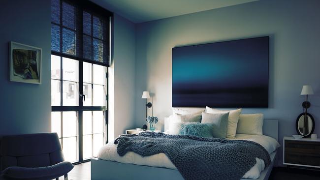 Hues such as soft blues and greys work beautifully in the bedroom to create a calm space.