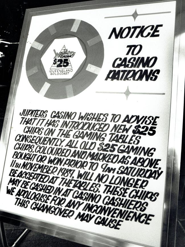 The notice to casino patrons regarding change of chips. Picture by Paul Trezise