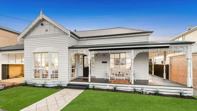 The four-bedroom house at 6 Helen St, Rippleside, occupies a 518sqm block just metres from the Corio Bay foreshore. It’s listed for sale from $1.425m to $1.525m.